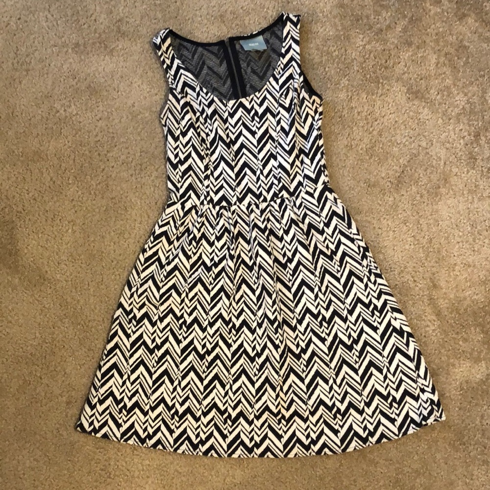 Navy and white chevron dress